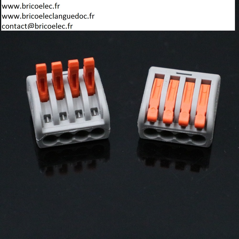 Connecteurs rapide type wago 4 fils à l'unité, par quantité - Code